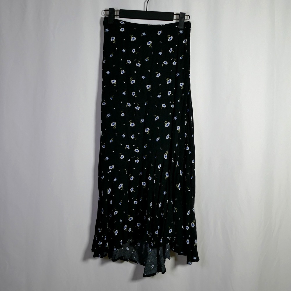 Y2K Fairy Grunge Whimsigoth Asymmetric Maxi Skirt Size XS Floral Dark Romantic